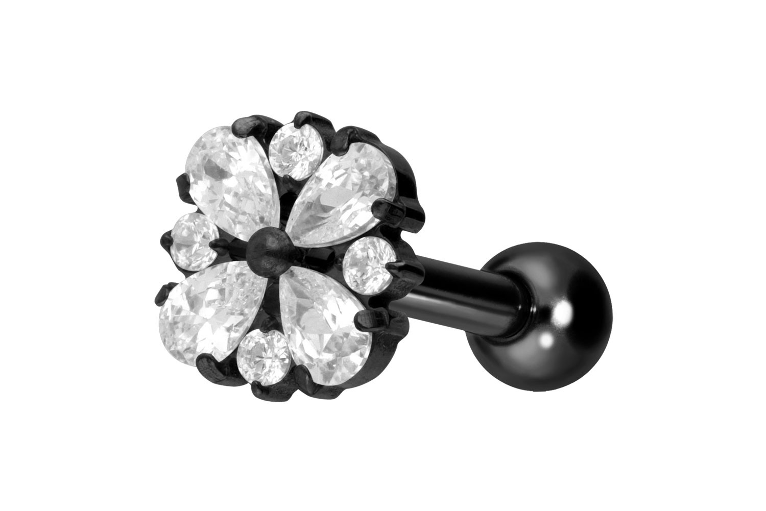 Titan Ohrpiercing mit Innengewinde KRISTALLORNAMENT